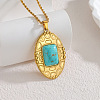 Boho 304 Stainless Steel Synthetic Turquoise Pendant Necklaces for Women WG99EC3-01-1