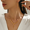 Vintage Brass Round Beaded Tassel Necklace & Earrings for Women KK0094-1