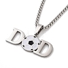 202 Stainless Steel Enamel Box Chain Sport Ball Pendant Necklaces for Men NJEW-K380-01A-01-1