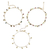 3Pcs 3 Styles Brass Enamel Charm Anklets AJEW-SZ0001-55-8