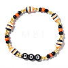 Adjustable Halloween Punk Style BOO Polymer Clay & Brass Stretch Beaded Bracelets in Black XD4553-4-1