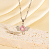 Brass Pave Pink Cubic Zirconia Pendant Necklaces for Women WG89B22-01-1