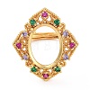 Rack Plating Oval Brass Micro Pave Cubic Zirconia Adjustable Ring Components X-KK-Q819-17G-2