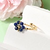 Adjustable 304 Stainless Steel Natural Lapis Lazuli Cuff Open Rings RJEW-P187-01G-03-3