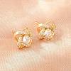 Brass Micro Pave Cubic Zirconia Stud Earrings for Women KK-A305-10G-04-3