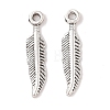 Tibetan Style Alloy Feather Pendants TIBEP-24166-AS-RS-1