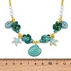 Ocean Brass Enamel Starfish Shell Shape Pendant Round ABS Imitation Pearl Beaded Necklaces KK-CBA4547-04B-G-5