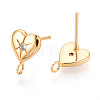 Brass Micro Pave Clear Cubic Zirconia Stud Earring Findings MAK-T011-11G-01-2