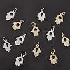  12Pcs 2 Colors Brass Micro Pave Clear Cubic Zirconia Charms ZIRC-NB0001-77-2