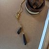 Adjustable Wood Teardrop Tassel Alloy Chain Lariat Necklaces for Women WGF9A15-01-1