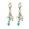 Natural Persian Jade Cross Hoop Earrings EJEW-JE06727-4