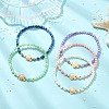 Dyed Natural Freshwater Shell & Synthetic Turquoise Beaded Stretch Bracelets for Women BJEW-JB13883-1