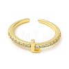 Clear Cubic Zirconia Initial Letter Open Cuff Ring RJEW-H120-09G-L-2