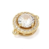 Brass Pave Clear Cubic Zirconia Connector Charms KK-C254-09G-2