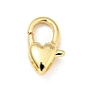 Brass Heart Lobster Claw Clasps X-KK-G416-47G-1