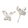 Butterfly Platinum Brass Stud Earrings EJEW-L270-07P-05-2