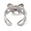 Bowknot Brass Open Cuff Rings for Women RJEW-B062-02P-3