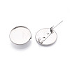 304 Stainless Steel Brooch Cabochon Settings STAS-E547-08F-P-1