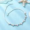 Synthetic Turquoise Starfish and Glass Seed Beaded Chakra Necklaces NJEW-JN05774-1