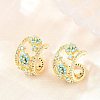 Brass Micro Pave Cubic Zirconia Cuff Earrings KK-CBA960E-24G-1
