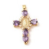 Rack Plating Brass Micro Pave Cubic Zirconia Pendants X-ZIRC-I059-15G-05-1
