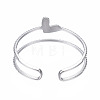 304 Stainless Steel Heart Wrap Open Cuff Ring RJEW-T023-73P-2