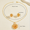 Vintage Brass Flower Stud Earrings & Pendant Necklaces Sets for Women YM9449-5