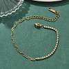 304 Stainless Steel Paperclip Chain & Rhinestone Cup Chains  Bracelets for Women BJEW-D456-06G-01-2
