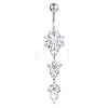 Piercing Jewelry Alloy Rhinestone Split Flower Navel Ring Belly Rings WG05686-01-2