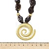304 Stainless Steel Spiral Shaped Pendant Nuggets Black Resin Beaded Necklaces for Women NJEW-F370-02G-3