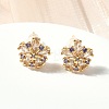 Snowflake Brass Micro Pave Cubic Zirconia Stud Earrings EJEW-Z152-02G-01-2