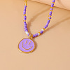 Alloy Enamel Smiling Face Pendant Glass Seed Beaded Necklaces for Women FS-WGD322E-01-1