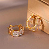Square Brass Cubic Zirconia Hoop Earrings FS-WG57E6F-02-1