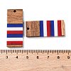 Independence Day Opaque Striped Resin & Walnut Wood Pendants RESI-U010-02X-3