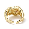 Colorful Cubic Zirconia Horse Eye Open Cuff Ring RJEW-P032-40G-3