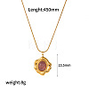 Natural Rose Quartz Flower Teardrop Pendant 304 Stainless Steel Chain Necklaces for Women FS-WG9E461-03-1
