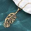 304 Stainless Steel Leaf Pendant Necklaces NJEW-H059-29A-G-3