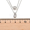 304 Stainless Steel Round Teardrop Pendant Cable Chain Double Layer Necklaces for Women NJEW-B083-03P-3
