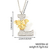 Brass Micro Pave Clear Cubic Zirconia Bee Initial Pendant Necklaces FS-WGF5E80-12-1