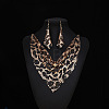 Triangle Scarves & Rhombus Sequin Alloy Pendant Necklaces & Dangle Earrings Sets FS-WG6C930-05-1