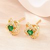 Brass Micro Pave Cubic Zirconia Stud Earrings for Women KK-A305-10G-02-3