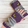 Acrylic Fibers Butterfly Pattern Knitting Fingerless Gloves PW-WGC22F5-05-1