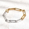 Two Tone 304 Stainless Steel Paperclip Chain Bracelets for Women BJEW-G786-01GP-02-2