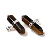 Natural Tiger Eye Double Terminal Pointed Pendants G-NH0001-15P-08-2