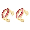 Lip Brass Micro Pave Clear Cubic Zirconia Cuff Earrings EJEW-C186-16G-4