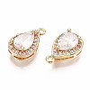 Brass Micro Pave Clear Cubic Zirconia Charms KK-S360-048-NF-2
