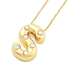 Brass & Plastic Pearl Letter Pendant Box Chain Necklaces for Women NJEW-U017-01G-19-2