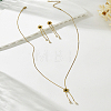 Women's Stainless Steel Stud Dangle Earrings & Lariat Necklaces Sets EB5177-2-3