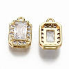 Brass Micro Pave Clear Cubic Zirconia Charms KK-S360-041-NF-2
