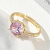 Brass & Round Cubic Zirconia Finger Rings CU-CBA7E55-19G-01-3